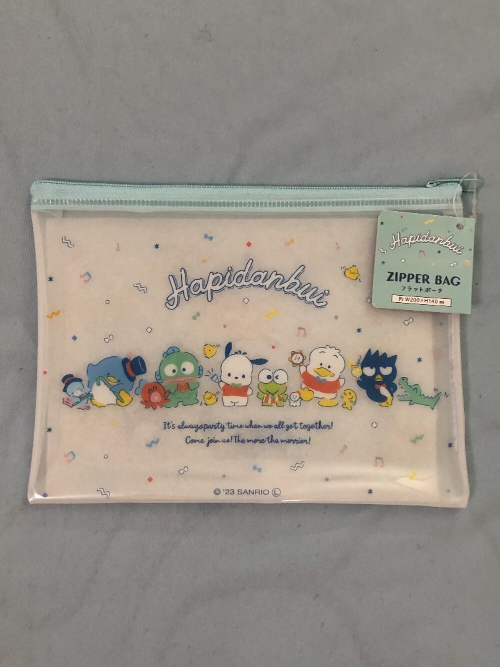 Sanrio Japan Hapidanbui Retro Boy Unit Flat Vinyl Zipper Pouch